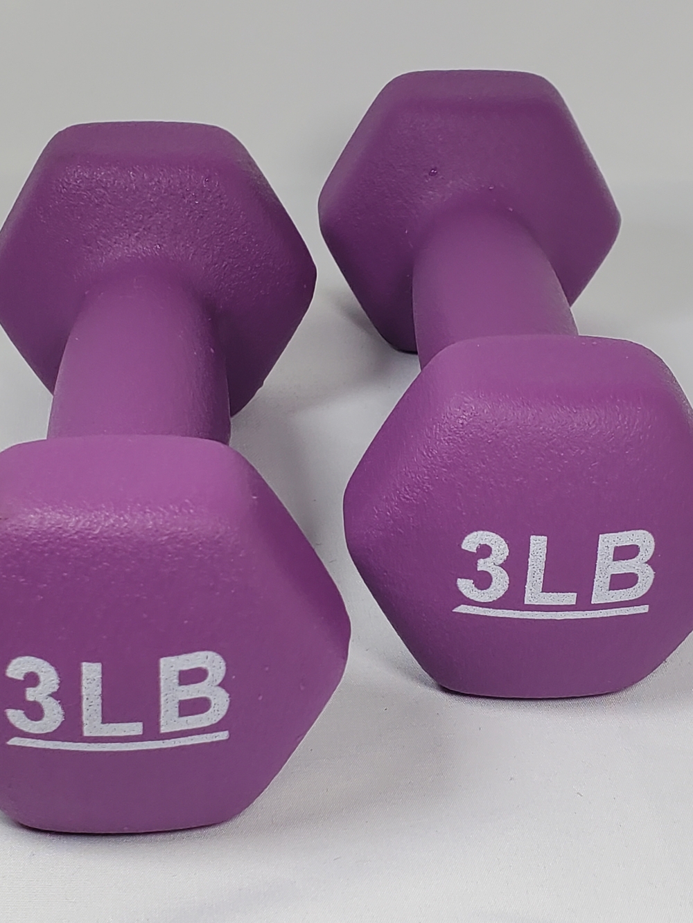 Purple 3 lb Neoprene Hex Dumbbell Pair - Unbranded